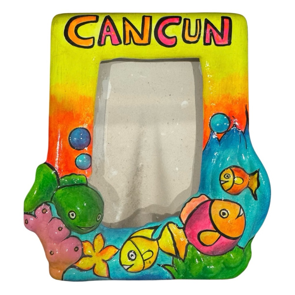Colorful Cancun Hand Painted Ceramic Picture Frame